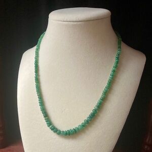 14K Yellow Gold Graduated Emerald Bead Necklace